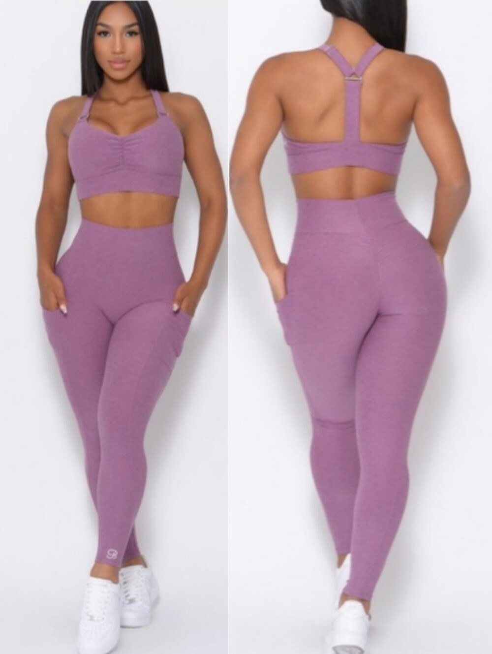 Bombshell Sportswear Define Leggings Medium Heather Purple/Lilac Butt Scrunch